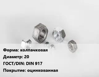 Гайка колпачковая D=20 DIN 917 оцинкованная